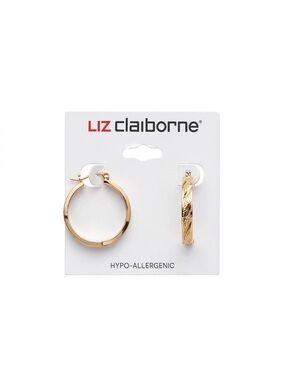 Liz Claiborne Gold Two-Style Hoop Earring Set
